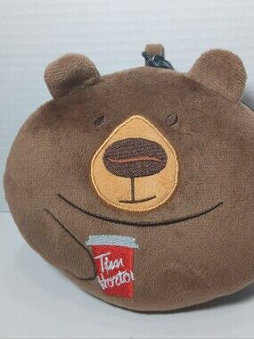 Tim Hortons Travel Pillow & Eye Mask Combo Brown Bear With Coffee Cup